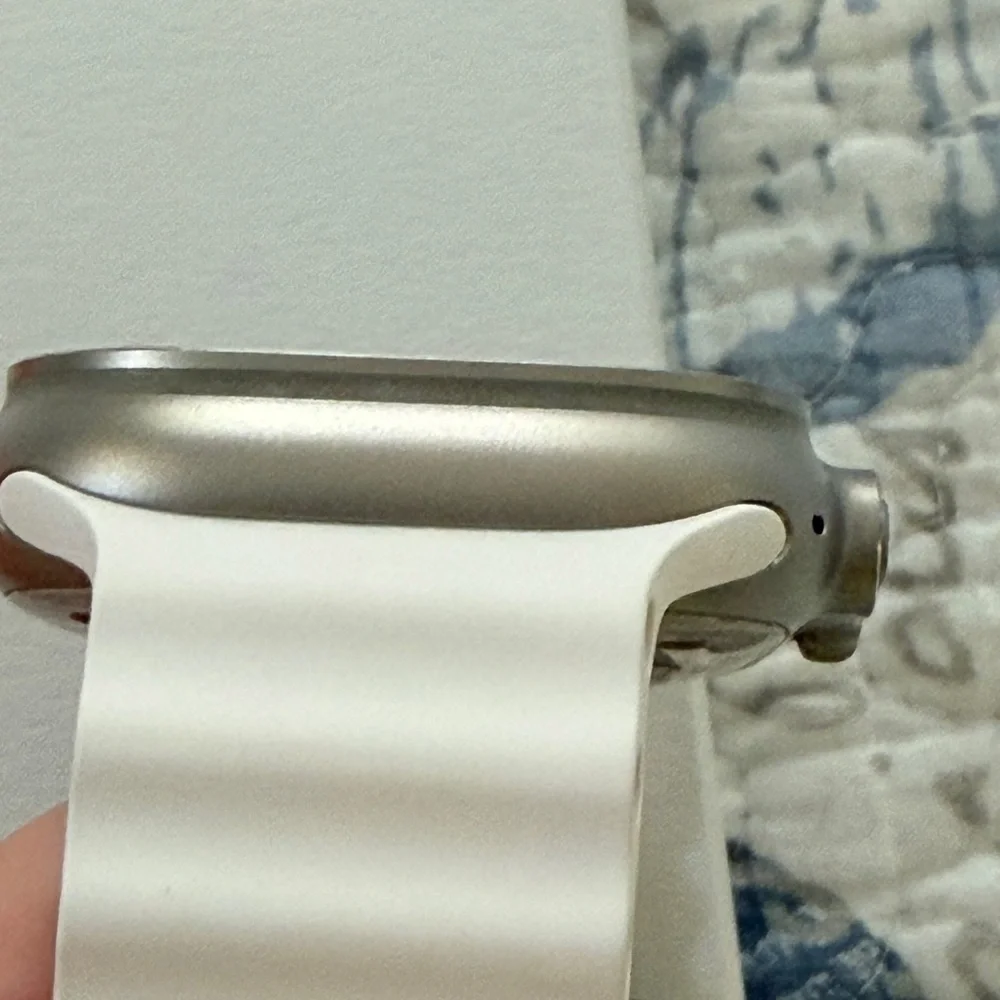 Apple Watch Ultra 1st Gen Smartwatch with White, Orange, and Yellow Bands